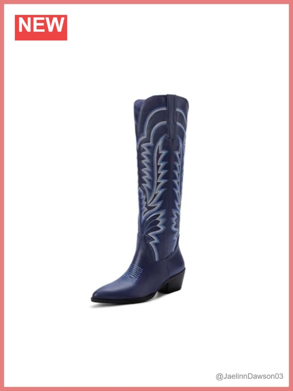 Knee High Cowboy Boots Pointed Toe Chunky Heel Pull On Western Women's